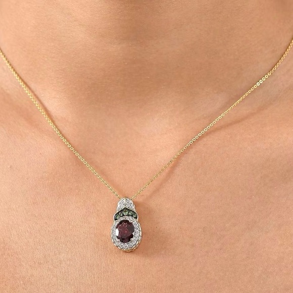 Rhodolite Garnet and Multi Gemstone 2.75 ctw Regal Bloom Pendant Necklace - Picture 4 of 6